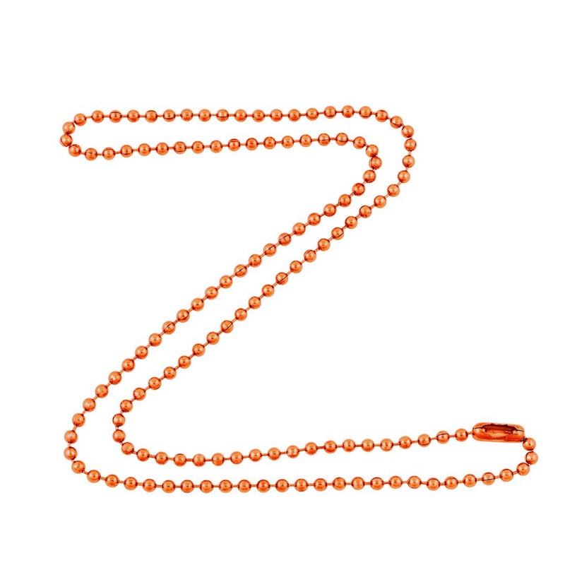 DragonWeave 2.4mm Bright Copper Ball Chain Necklace with Extra Durable Color Protect Finish - 16 Inches - Image 1